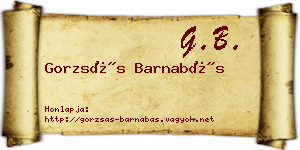 Gorzsás Barnabás névjegykártya